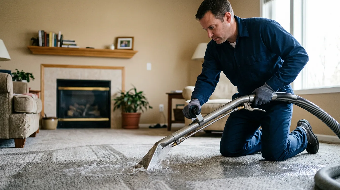 Water damage restoration technician working near Saint Hilaire, MN